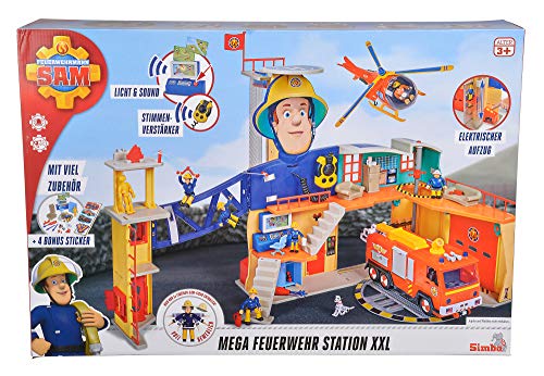 Simba 109252577 - Feuerwehrmann Sam Mega Feuerwehrstation XXL große Feuerwehrwache inklusive Sam Spielfigur, mit Licht, Sound und Funkgerät, für Kinder ab 3 Jahren[Exklusiv bei Amazon]