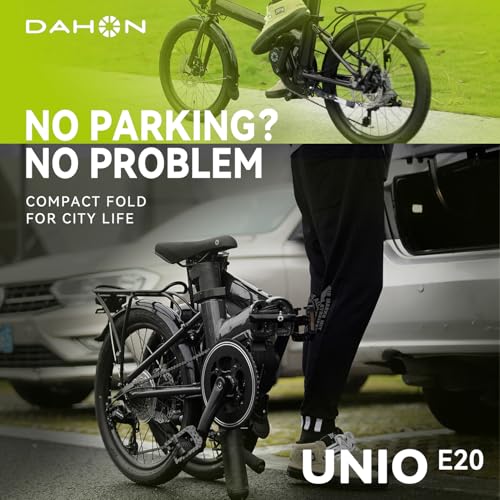DAHON Unio E20 E-Bike Faltrad Elektrofahrrad 20 Zoll 36V/200W Mittelmotor Sattelrohr-Akku 9-Gang-All-Terrain E-Bike 36V 9.5AH Batteriezellen,