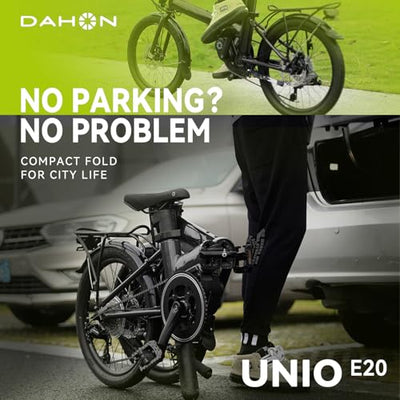 DAHON Unio E20 E-Bike Faltrad Elektrofahrrad 20 Zoll 36V/200W Mittelmotor Sattelrohr-Akku 9-Gang-All-Terrain E-Bike 36V 9.5AH Batteriezellen,