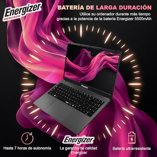 Energizer EnergyBook – 15,6'' HD+ Laptop, Intel Celeron Laptop, 8 GB RAM, 256 GB SSD, UHD-Grafik, Windows 11, QWERTY-Tastatur (Inter), USB 3.0, HDMI