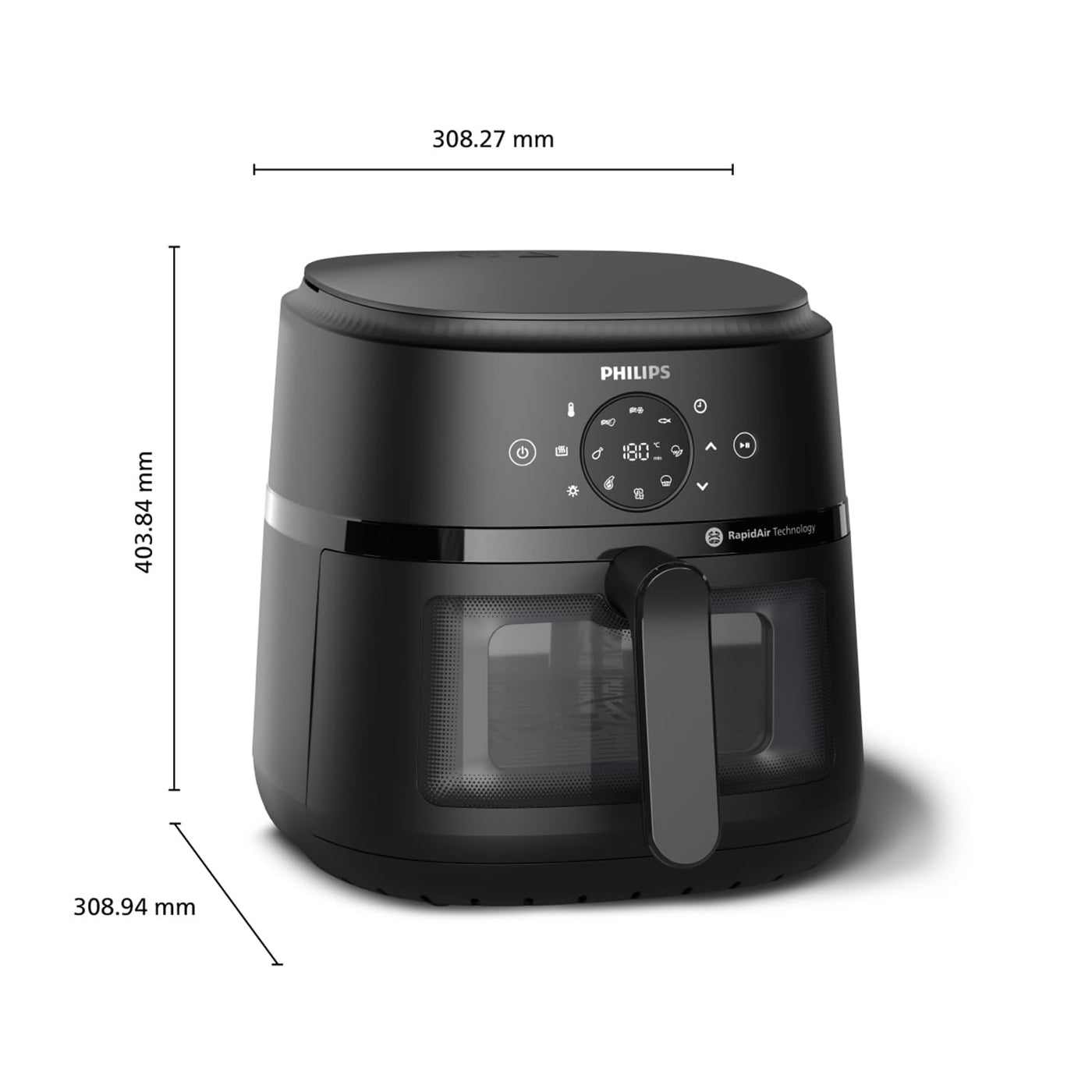 Philips Airfryer 2000 Serie – 13 Zubereitungsmöglichkeiten, 6,2l Fassungsvermögen, kompaktes Design mit Kochfenster, RapidAir-Technologie, 90% weniger Fett, leicht zu reinigen (NA230/00)