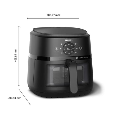 Philips Airfryer 2000 Serie – 13 Zubereitungsmöglichkeiten, 6,2l Fassungsvermögen, kompaktes Design mit Kochfenster, RapidAir-Technologie, 90% weniger Fett, leicht zu reinigen (NA230/00)