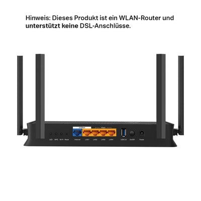 TP-Link WiFi 7 Router Archer BE3600 | Dual-Band WLAN 3570 Mbps | 2 x 𝟐,𝟓𝐆-𝐏𝐨𝐫𝐭𝐬 | USB 3.0 | EasyMesh | VPN-Clients und -Server | HomeShield