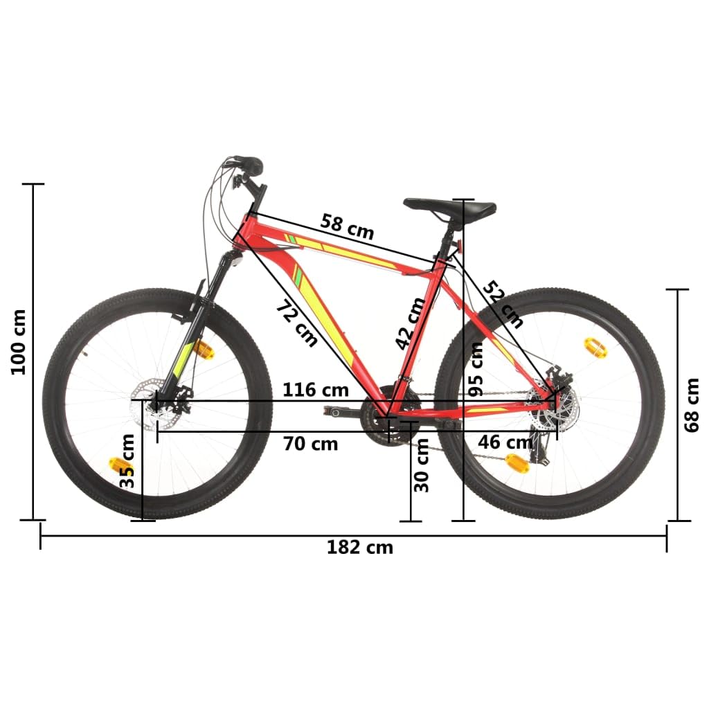 vidaXL Mountainbike 21 Gang 27,5 Zoll Rad mit Scheibenbremsen Schnellspann-Sattelstützenklemme Fahrrad Sportfahrrad 42cm Rot