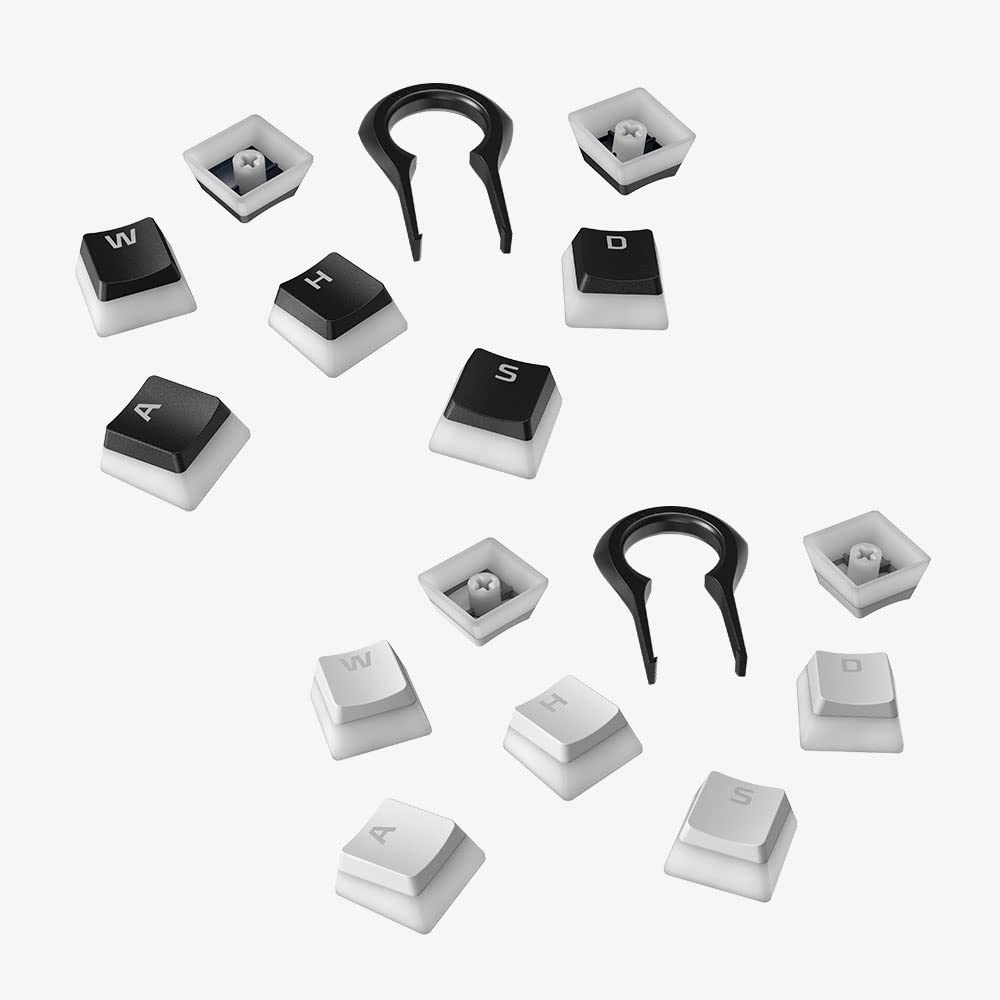 HyperX Pudding Keycaps – Vollständiger Tastensatz – PBT – {Weiß} – English (US) Layout – 104 Key, Hintergrundbeleuchtet, OEM Profil