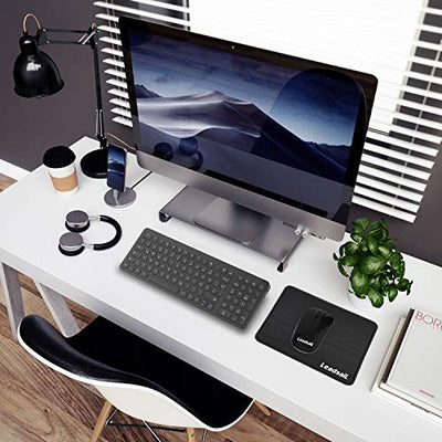 Kabellose Tastatur und Maus, LeadsaiL Tastatur Maus Set Kabellos, Flüsterleiser Tastenanschlag, 2.4 GHz QWERTZ Deutsches Layout mit 2-in-1 USB Nano Empfänger, für PC, Desktop, Laptop, Windows, Mac