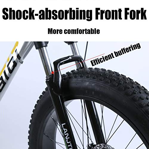 Wmmner Hardtail Mountain Bike 26 Zoll mit mechanischen Scheibenbremsen für Männer und Frauen, Fat Tire Adults Mountain Fahrrad, High Carbon Steel & Adjustable Seat & Front Federung, Silber, 27 Speed