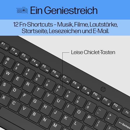 HP 330 Wireless Maus & Tastatur, QWERTZ, USB-A Dongle, 2,4-GHz Kabellos, 1600 DPI, Schwarz