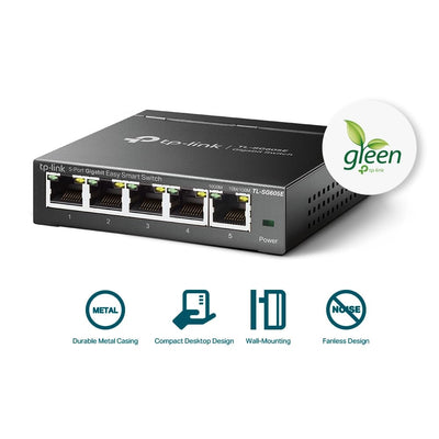 TP-Link TL-SG605E 5-Ports Gigabit Easy Smart Managed Netzwerk Switch(Plug-and-Play,Metallgehäuse, QoS, IGMP-Snooping,VLAN, zentrales Management, energieeffizient)
