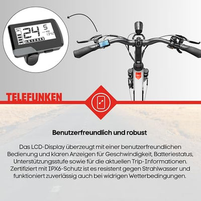 TELEFUNKEN E-Bike 28 Zoll Fahrrad für Herren XT490 | Trekking Pedelec mit 8-Gang Kettenschaltung & Scheibenbremsen | Elektrofahrrad mit 250 W Heckmotor & integriertem 417,6 Wh Li-Ion-Akku | Kreide
