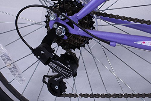 Talson 24 Zoll Fahrrad 21-Gang Shimano SCHALTUNG MIT Beleuchtung Lila-Weiss