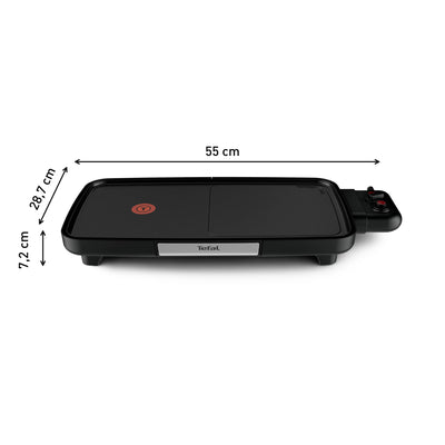 Tefal CB6418 BBQ Booster Tischgrill | Power-Boost-Zone | 2200 Watt | Antihaftbeschichtung | 6 Stufen Thermostat | Auffangschale spülmaschinengeeignet | Thermo-Spot | extragroße Grillfläche | Schwarz