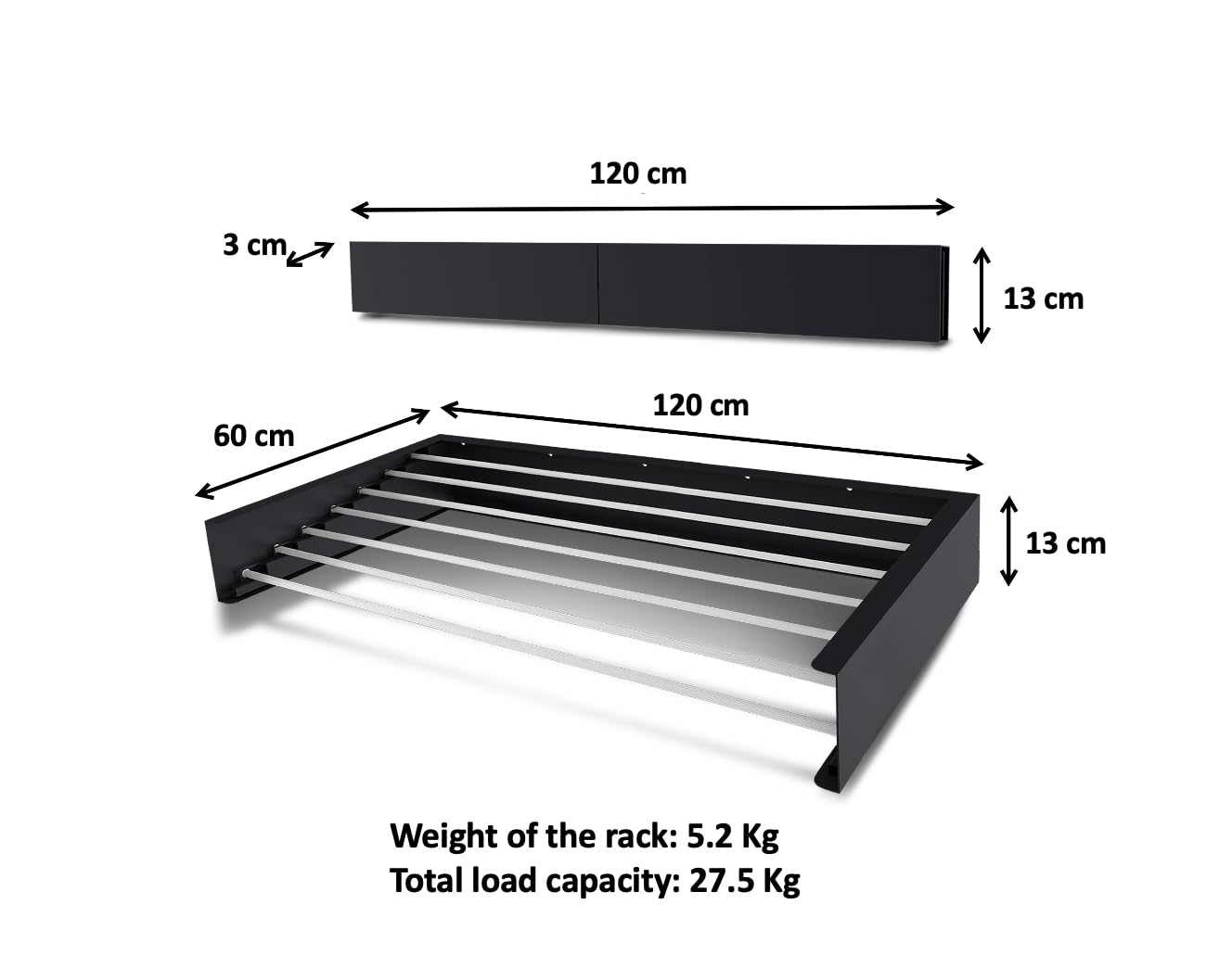 Step Up Wäscheständer - wandmontiert - ausziehbar - Wäscheständer klappbar, faltbar für drinnen oder draußen - platzsparendes, kompaktes Design, 30 kg Tragkraft, 8.4 m Leitung (120 cm - weiß)