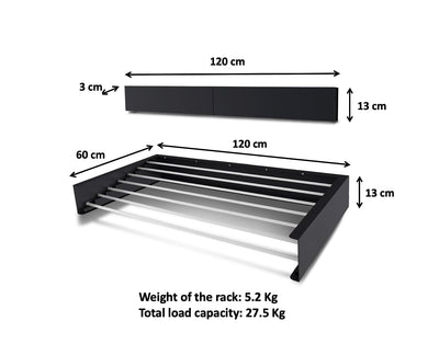 Step Up Wäscheständer - wandmontiert - ausziehbar - Wäscheständer klappbar, faltbar für drinnen oder draußen - platzsparendes, kompaktes Design, 30 kg Tragkraft, 8.4 m Leitung (120 cm - weiß)