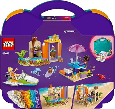 LEGO Friends Kreativer Reisekoffer, Bauspielzeug, BAU- und Spielset für Rollenspiele, Geschenk für Mädchen ab 5 Jahren, 2 Minifiguren der Charaktere, Tierfiguren, 1 Hund und 1 Delfin 42672