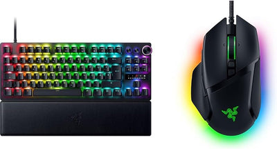 Razer Huntsman V3 Pro Tenkeyless - Analoge optische E-Sport-Tastatur & Basilisk V3 - Kabelgebundene, anpassbare Gaming Maus mit Chroma RGB für PC/Mac