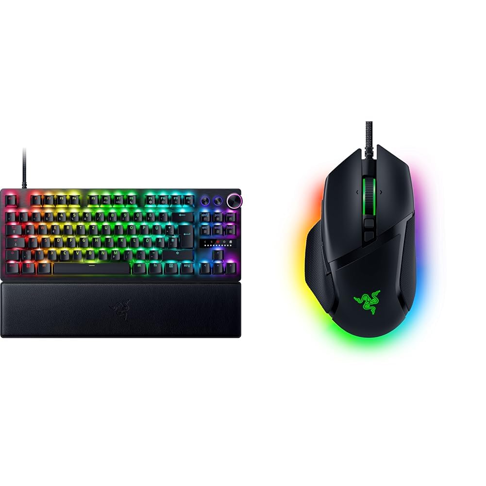 Razer Huntsman V3 Pro Tenkeyless - Analoge optische E-Sport-Tastatur & Basilisk V3 - Kabelgebundene, anpassbare Gaming Maus mit Chroma RGB für PC/Mac
