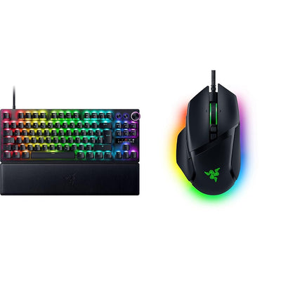 Razer Huntsman V3 Pro Tenkeyless - Analoge optische E-Sport-Tastatur & Basilisk V3 - Kabelgebundene, anpassbare Gaming Maus mit Chroma RGB für PC/Mac