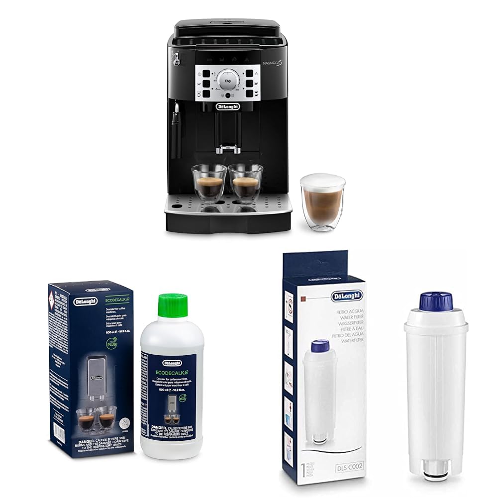 De'Longhi Magnifica S ECAM 22.110.B Perfetto Kaffeevollautomat mit Milchaufschäumdüse + Original EcoDecalk DLSC 500 Entkalker Wasserfilter DLSC002