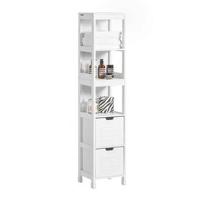 SoBuy FRG126-W Hochschrank für Bad Badmöbel Badezimmer Badregal mit Fußpolster weiß BHT ca. 30x144x30cm
