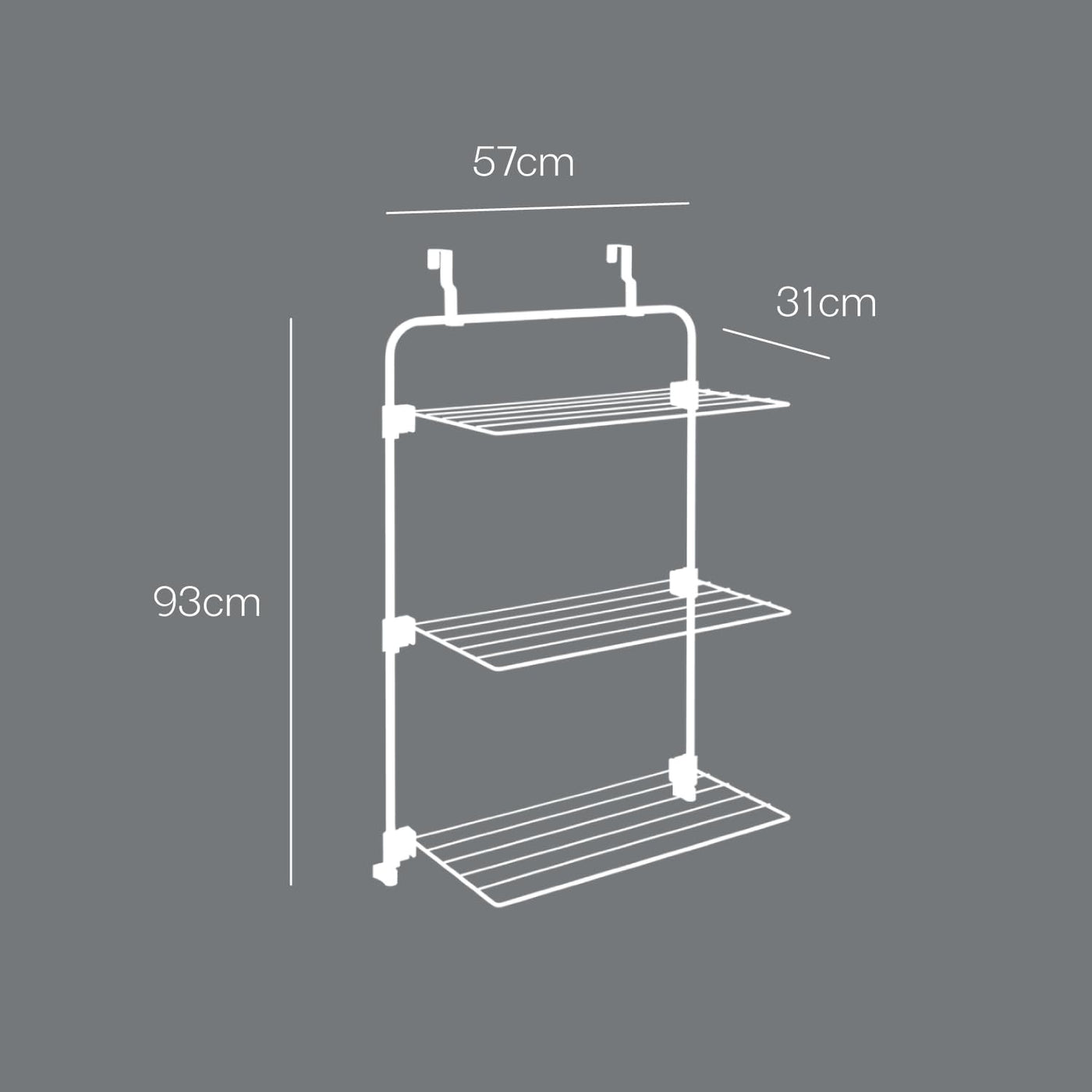Metaltex Gale Wäschetrockner über der Tür, graue Epotherm-Beschichtung, 3,5 x 58 x 87 cm, für Trockne das Kleidungsstück