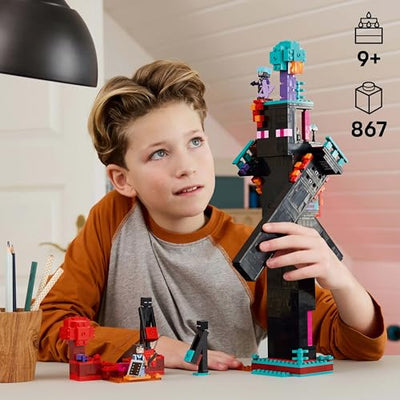 LEGO Minecraft 2in1 Der Enderman-Turm - Modulares Gaming Spielzeug - Lässt Sich in 2 Festungen umbauen - Mit 4 Minifiguren zum Sammeln - Gamer Geschenk für Jungen und Mädchen ab 9 Jahren - 21279
