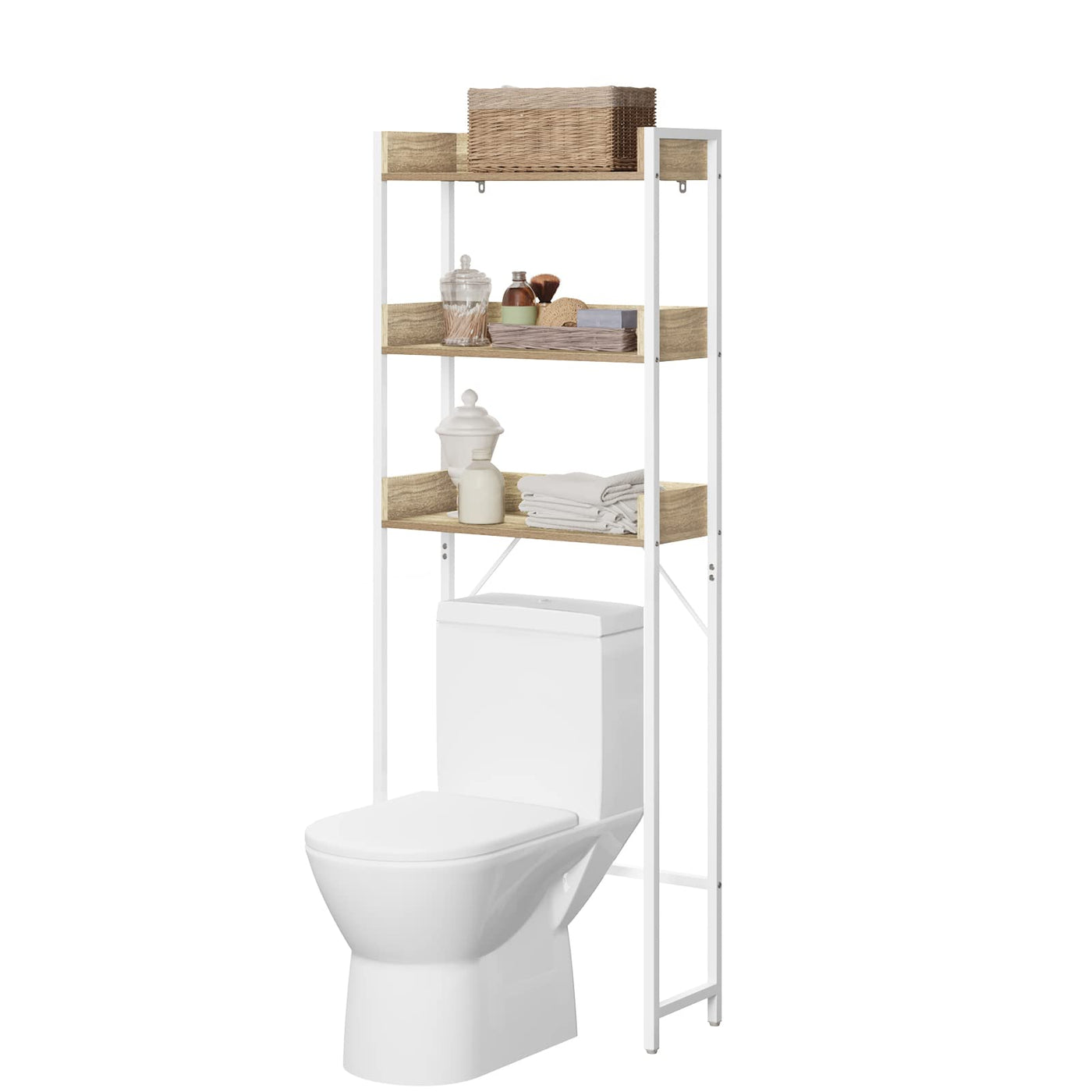 EUGAD Toilettenregal, Badezimmerregal, Waschmaschinenregal,3-stöckiges Badregal, platzsparendes Regal über Waschmaschine Toilette, verstellbar, multifunktional