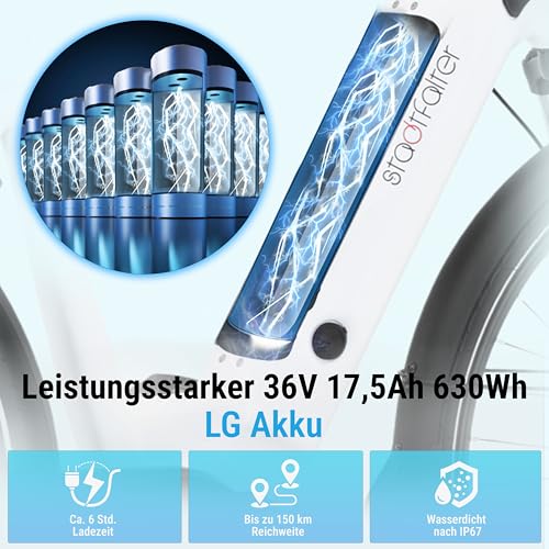 AsVIVA E-Bike B14 Stadtfalter 28 Zoll Citybike - Hollandrad für Damen & Herren | Elektrofahrrad Pedelec 25km/h | Tiefeinsteiger | 250W Motor - 36V 17.5 Ah mit bis zu 150 km Reichweite