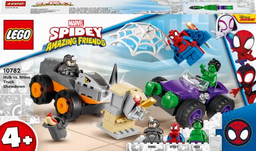 LEGO Marvel Spidey und Seine Super-Freunde Hulks und Rhinos Monster Truck-Duell, Spider-Man-Set, Superhelden-Spielzeug zum Bauen ab 4 Jahren 10782