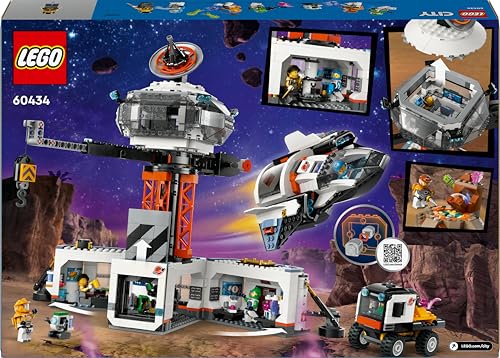 LEGO City Raumbasis mit Startrampe, Raumstation-Spielzeug mit Weltraum-Fahrzeug und Raumschiff für Kinder, Set mit 6 Minifiguren, Roboter und Alien-Figuren, Geschenk für Jungs und Mädchen 60434