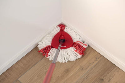 Vileda Turbo Wischmopp Komplett Set, Bodenwischer mit Teleskopstiel, Mikrofaser Moppkopf mit Kraftfasern und Eimer mit Powerschleuder, schnell und reinigungsstark, Stiellänge 75-130cm