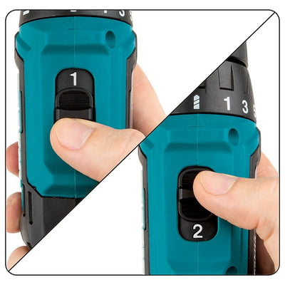 Makita DF333DSAE Akku-Bohrschrauber 12 V max. / 2,0 Ah, 2 Akkus + Ladegerät im Transportkoffer, Schwarz, Blau