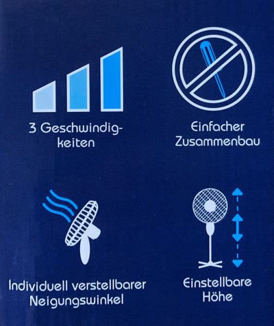 ito electronics ito Standventilator 40 cm Durchmesser weiß-oszillierend + 3 Geschwindigkeiten einstellbare Höhe/Verstellbarer Neigungswinkel, 40 x 14 x 125 cm