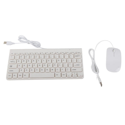 Annadue Kabelgebundenes Tastatur- und Mausset Tragbare Ultradünne USB-Plug-and-Play-Tastatur Optische Maus Mäuse-Kombination mit 1, Langlebigem Kabel für PC-Laptop (Weiss)