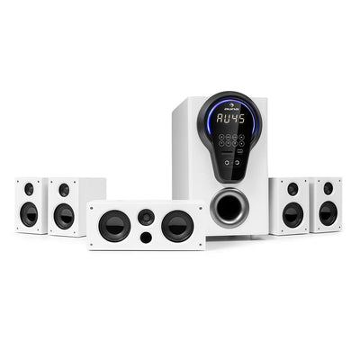 auna Areal 525 5.1 Soundsystem, Heimkinosystem, 5.1 Heimkinosystem, RMS, Subwoofer, 4 oder 5 Satellit, AUX-Eingang, Heimkino mit 125 Watt, schwarz