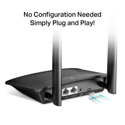 TP-Link 4G LTE Router 150 Mbit/s Wifi N 300 Mbit/s TL-MR100, 4G-Modem, 4G-Box, 2 x SMA für externe Antenne, 2 Ethernet-Ports, abnehmbare Antennen, kompatibel mit jedem Betreiber