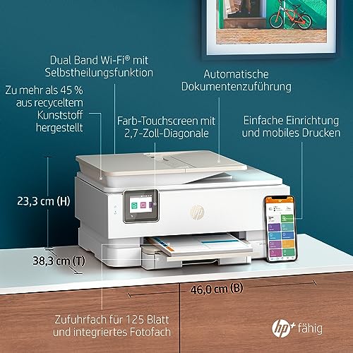 HP Envy Inspire 7920e Multifunktionsdrucker, Tintenstrahldrucker, 3 Monate gratis drucken mit HP Instant Ink inklusive, HP+, Drucken, Scannen, Kopieren, Fotodruck, ADF, DIN A4, WLAN, Airprint