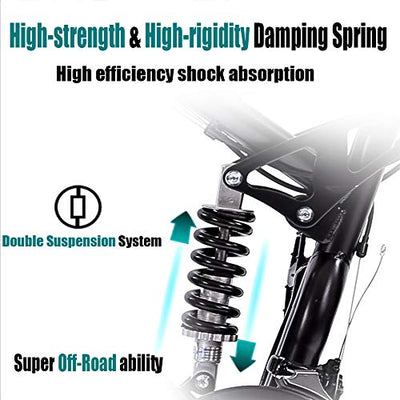 Wmmner 26 Zoll Mountainbike mit Doppelfederung für Erwachsene, Männer, Frauen, mechanische Scheibenbremsen, rutschfest, Fat Tire Mountainbike, Mountainbike aus Stahl mit hohem Gehalt