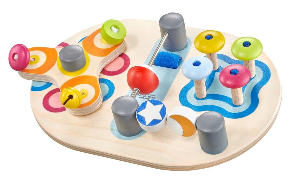 Selecta 62064 Spintivity, Motorikbrett aus Holz, 20 cm, Spinitivity