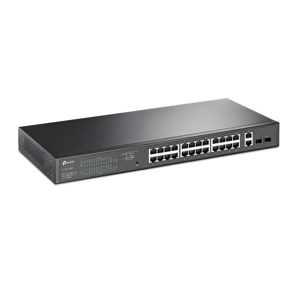 TP-Link TL-SG1428PE 28-Port Gigabit Easy Smart Switch mit 24 PoE+ Ports(2SFP Slots, 250 Watt, geschirmte RJ-45 Ports, einfache Konfiguration, ideal für kleine und mittlere Unternehmen) Schwarz