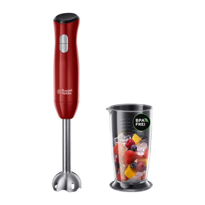 Russell Hobbs Stabmixer [Pürierstab] Desire Rot (2 Geschwindigkeitsstufen, spülmaschinengeeigneter Mix-/Messbecher 700ml, BPA-frei, Zerkleinerer für Smoothie, Suppen, Saucen, Babynahrung) 24690-56