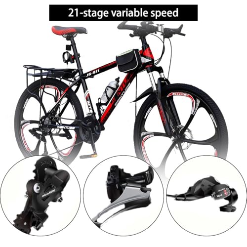Wmmner Mountainbike, 24 Zoll, 26 Zoll, 27,5 Zoll, 21 Gänge, Dual-Disc-Bremse, 6 Speichenräder für Männer, Frauen, Erwachsene, Fahrkapazität: 200 kg/a/26 Zoll
