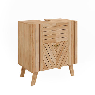 Vicco Waschbeckenunterschrank Lucie, Bambus, 60 x 65 cm mit 2 Türen