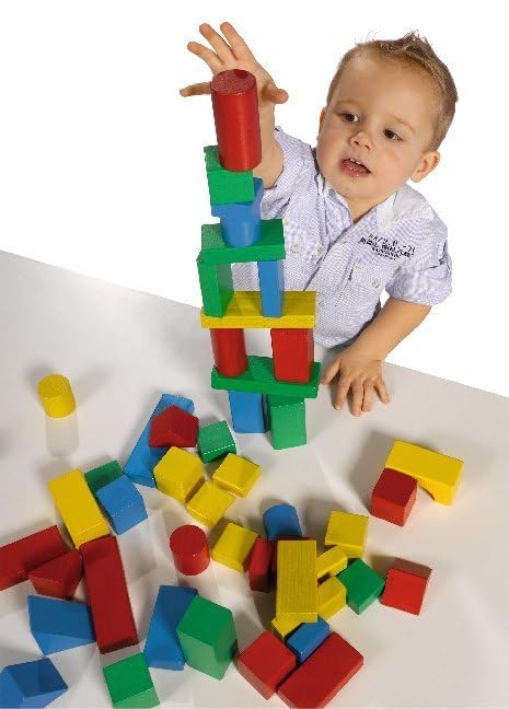 Eichhorn 50 extra große Baby Holzbausteine in der Aufbewahrungsbox mit Kordel, für Kinder ab einem Jahr