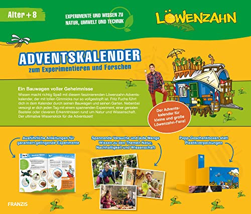 FRANZIS 67165 - Löwenzahn Adventskalender zum Experimentieren und Forschen, 24 spannende Projekte für die Weihnachtszeit, für Kinder ab 8 Jahren: Experimente und Wissen zu Natur, Umwelt und Technik