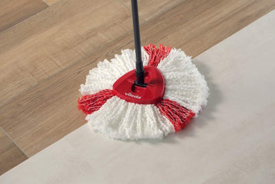 Vileda Turbo Wischmopp Komplett Set, Bodenwischer mit Teleskopstiel, Mikrofaser Moppkopf mit Kraftfasern und Eimer mit Powerschleuder, schnell und reinigungsstark, Stiellänge 75-130cm