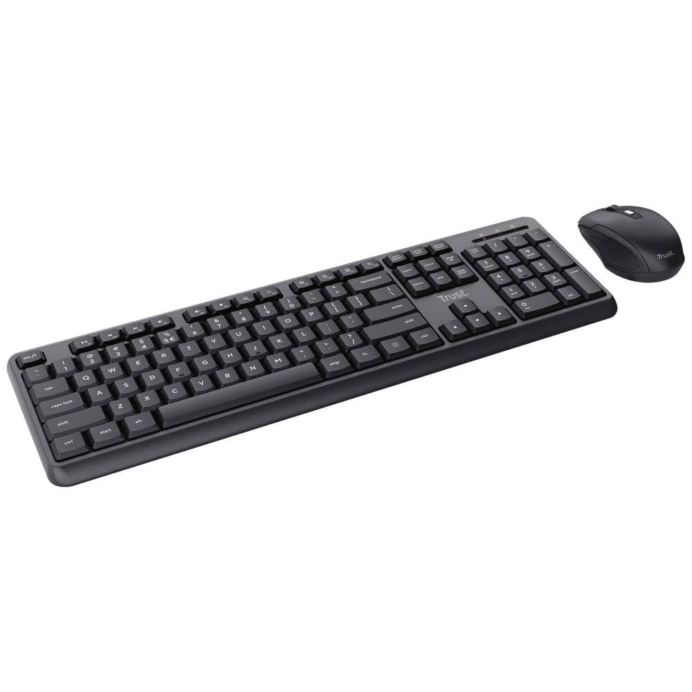 TRUST TKM-350 Tastatur und Maus Set, kabellos, Deutsches QWERTZ-Layout, Flüssigkeitsgeschützt