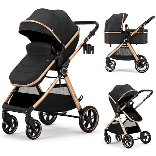 Accombe 2-in-1-Baby-Kinderwagen, umwandelbarer Stubenwagen für Säuglinge und Neugeborene 0-36 Monate