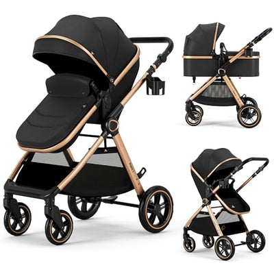 Accombe 2-in-1-Baby-Kinderwagen, umwandelbarer Stubenwagen für Säuglinge und Neugeborene 0-36 Monate