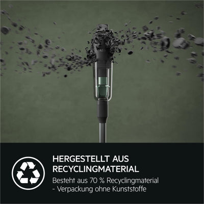 AEG ULTIMATE 7000 ÖKO AP71UB14AM Akku-Staubsauger/extra kraftvoll/ultraleicht 2,2 kg/70 % Recyclingmaterial/bis zu 40 Min. Laufzeit/120m²/5-Stufige Filtration/alle Böden/Automatik, Matte Black